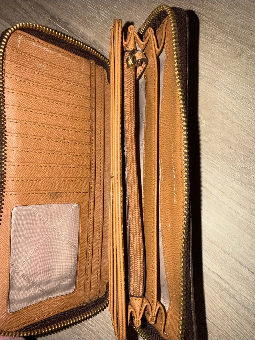 Michael Kors Dark Brown Signature Zip Wallet